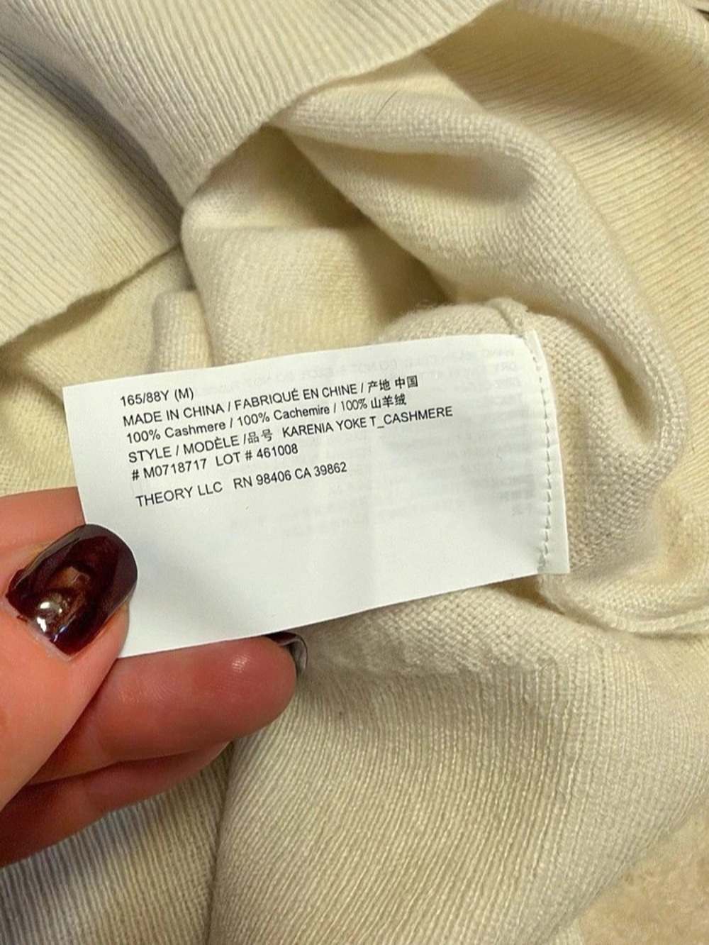 Theory 100% Cashmere Sweater Womens Size M Ivory Turtleneck Old Money Luxury - Picture 4 of 6
